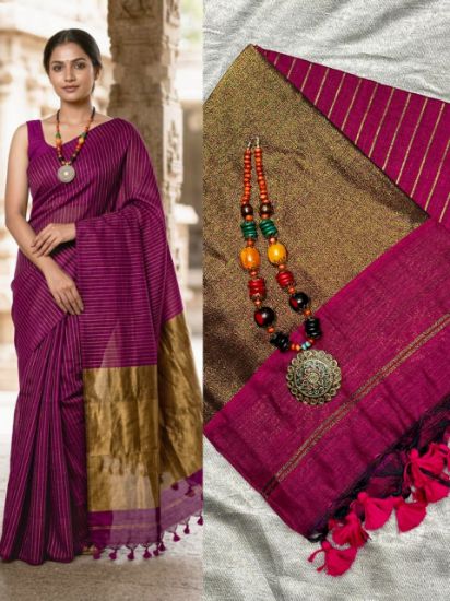 Picture of Pure Cotton with pallu pleat sarees