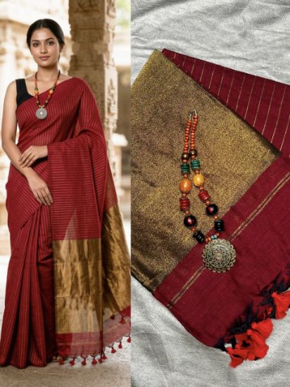 Picture of Pure Cotton with pallu pleat sarees