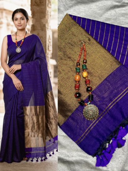 Picture of Pure Cotton with pallu pleat sarees