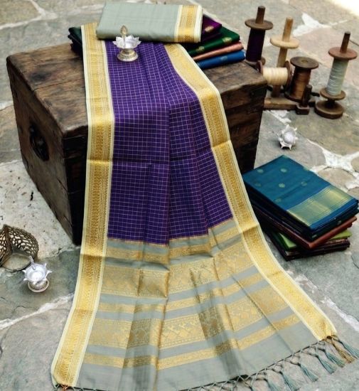 Picture of Premium korval checked handloom cotton saree